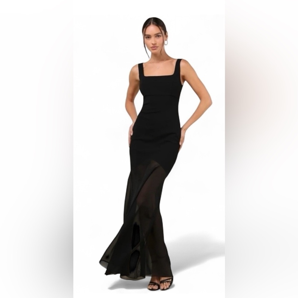 Lulu's Black Square Neck Maxi Dress